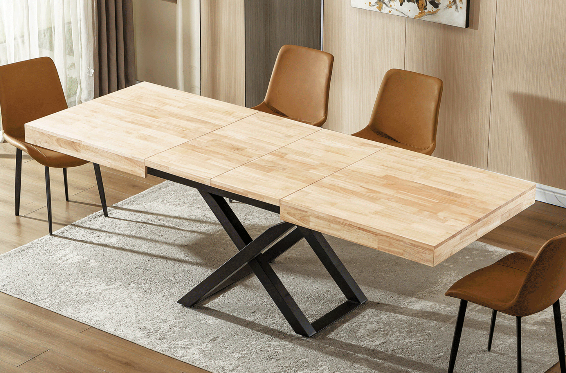MESA ELEVABLE Y EXTENSIBLE TROYA 160 - 200 - 240 x 90 CM NORDISH / NEGRO - Imagen 4
