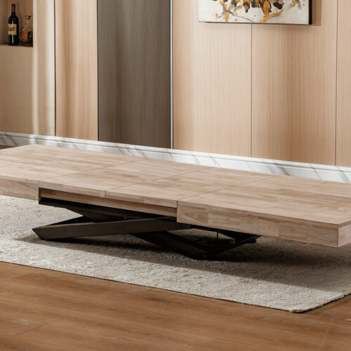 MESA ELEVABLE Y EXTENSIBLE TROYA 160 - 200 - 240 x 90 CM HONEY / NEGRO