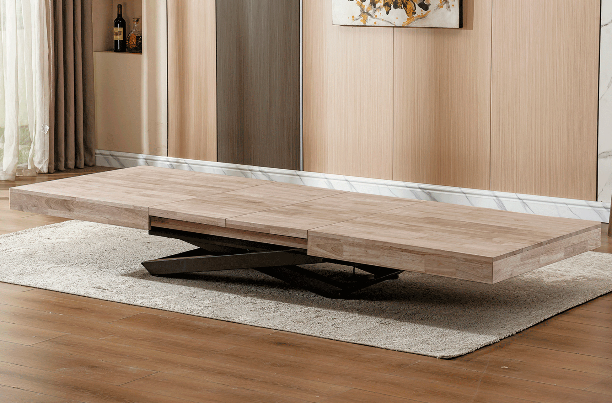 MESA ELEVABLE Y EXTENSIBLE TROYA 160 - 200 - 240 x 90 CM HONEY / NEGRO