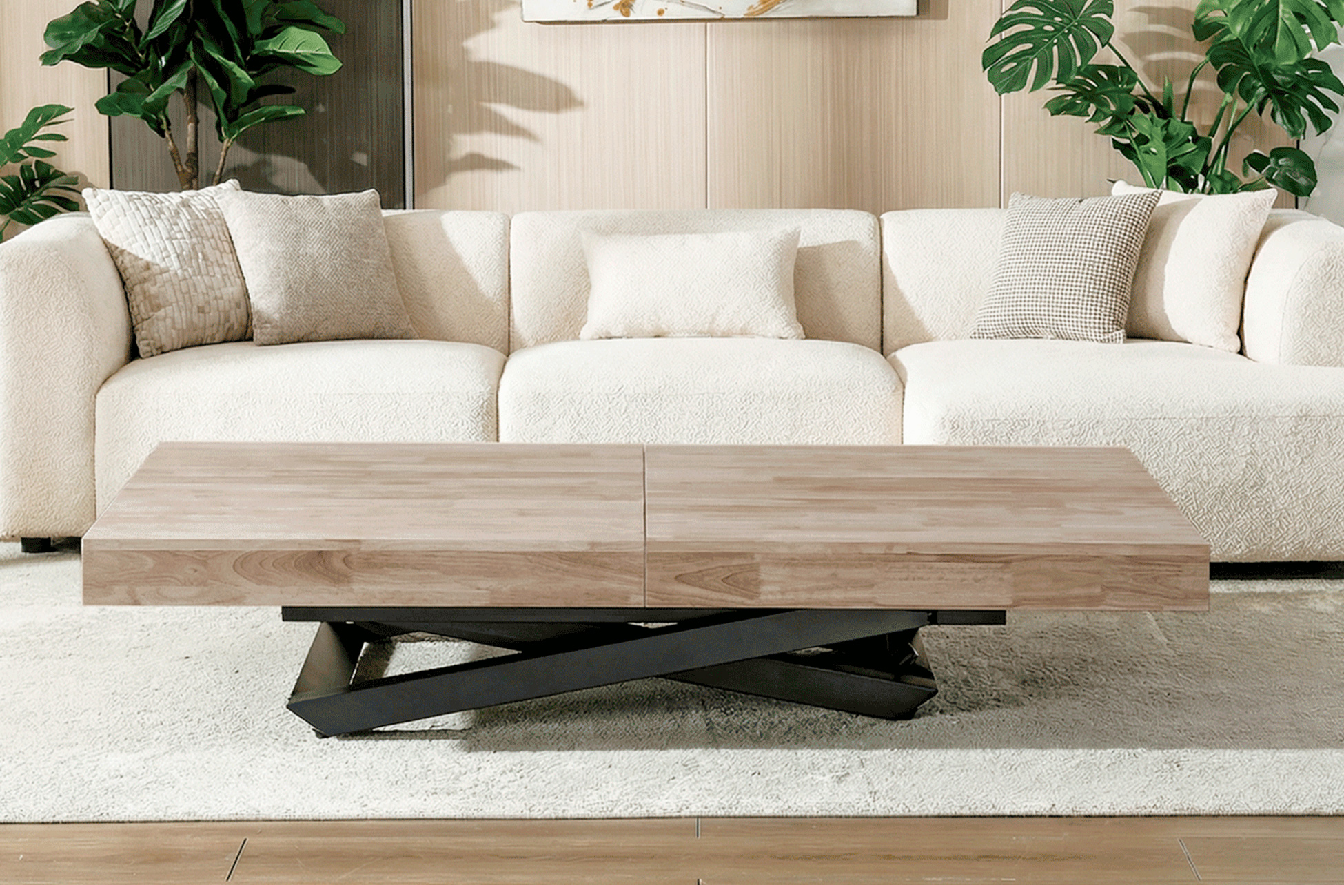 MESA ELEVABLE Y EXTENSIBLE TROYA 160 - 200 - 240 x 90 CM HONEY / NEGRO - Imagen 2