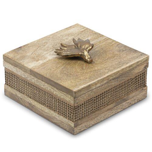CAJA MADERA/METAL DORADO