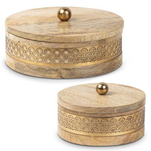 SET 2 CAJAS MADERA/METAL DORADO