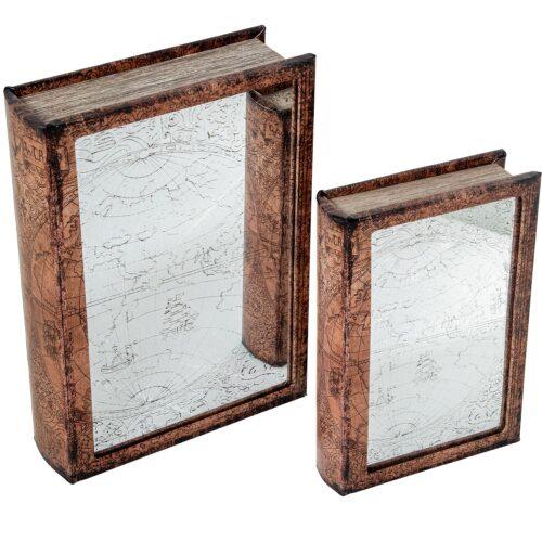 SET 2 CAJAS LIBRO MADERA DM C/2 PUERTAS