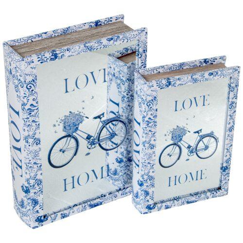 SET 2 CAJAS LIBRO MADERA DM C/ESPEJO, INTERIOR TERCIOPELO