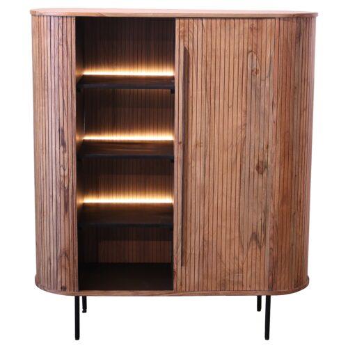 MUEBLE ENTRADA MADERA ACACIA CRTAS Y 3 ESTANTES C/LUZ LED