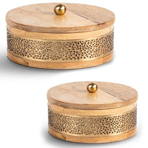 SET 2 CAJAS MADERA/METAL DORADL DORADO