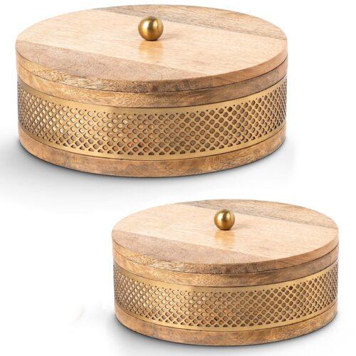 SET 2 CAJAS MADERA/METAL DORAD
