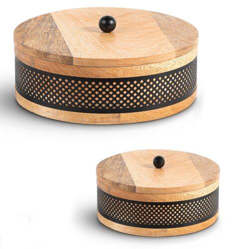 SET 2 CAJAS MADERA/METAL NEGROO