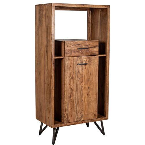 MUEBLE ENTRADA MADERA ACACIA CONES, PATAS HIERRO