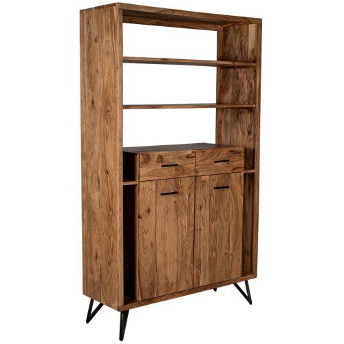 MUEBLE ENTRADA MADERA ACACIA C/CAJON Y PUERTA, PATAS HIERRO
