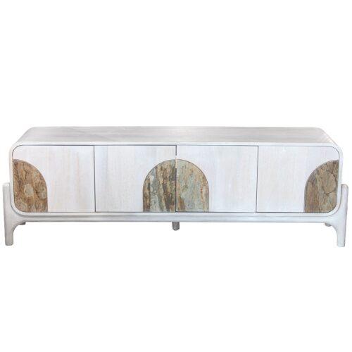 MUEBLE TV MADERA MANGO C/PIEDRRA 3 ESTANTES 2 PUERTAS