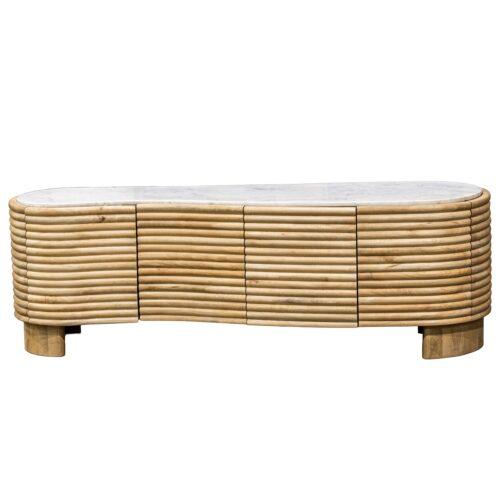 MUEBLE TV MADERA MANGO C/SOBREMARMOL 4 PUERTAS +92345 +91998