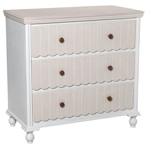 CÓMODA MADERA C/3 CAJONES BLANLANCO/CREMA, DM+PINO