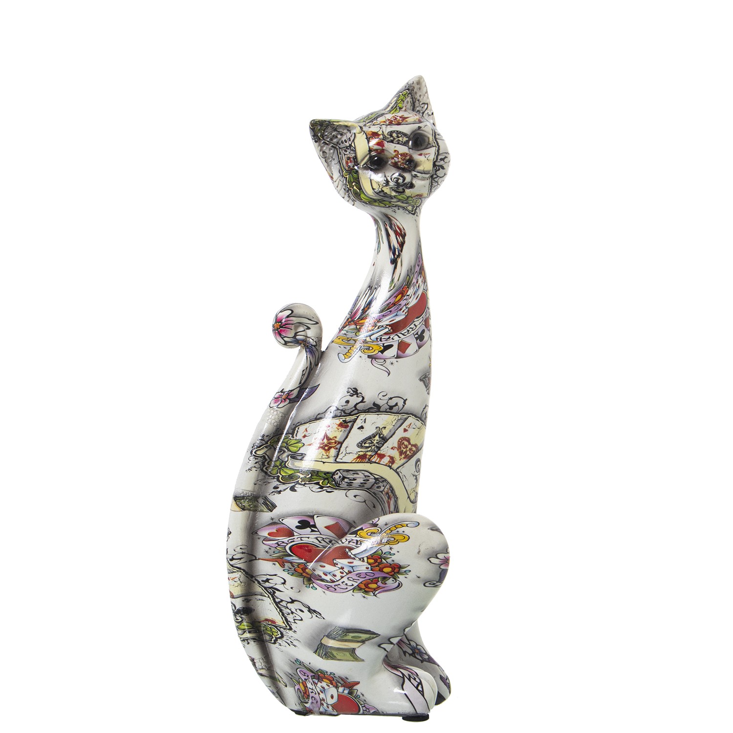 FIGURA RESINA GATO DECORADO CAAFITI