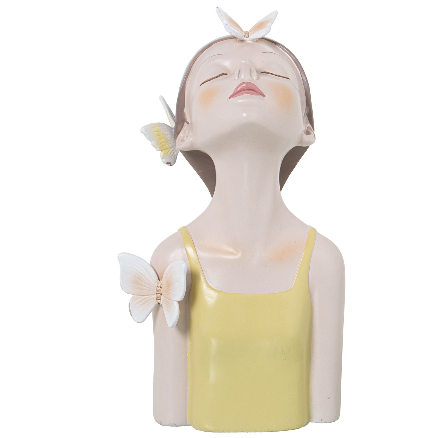 FIGURA RESINA 20CM TORSO CHICA C/MARIPOSAS CAMISETA ROSA