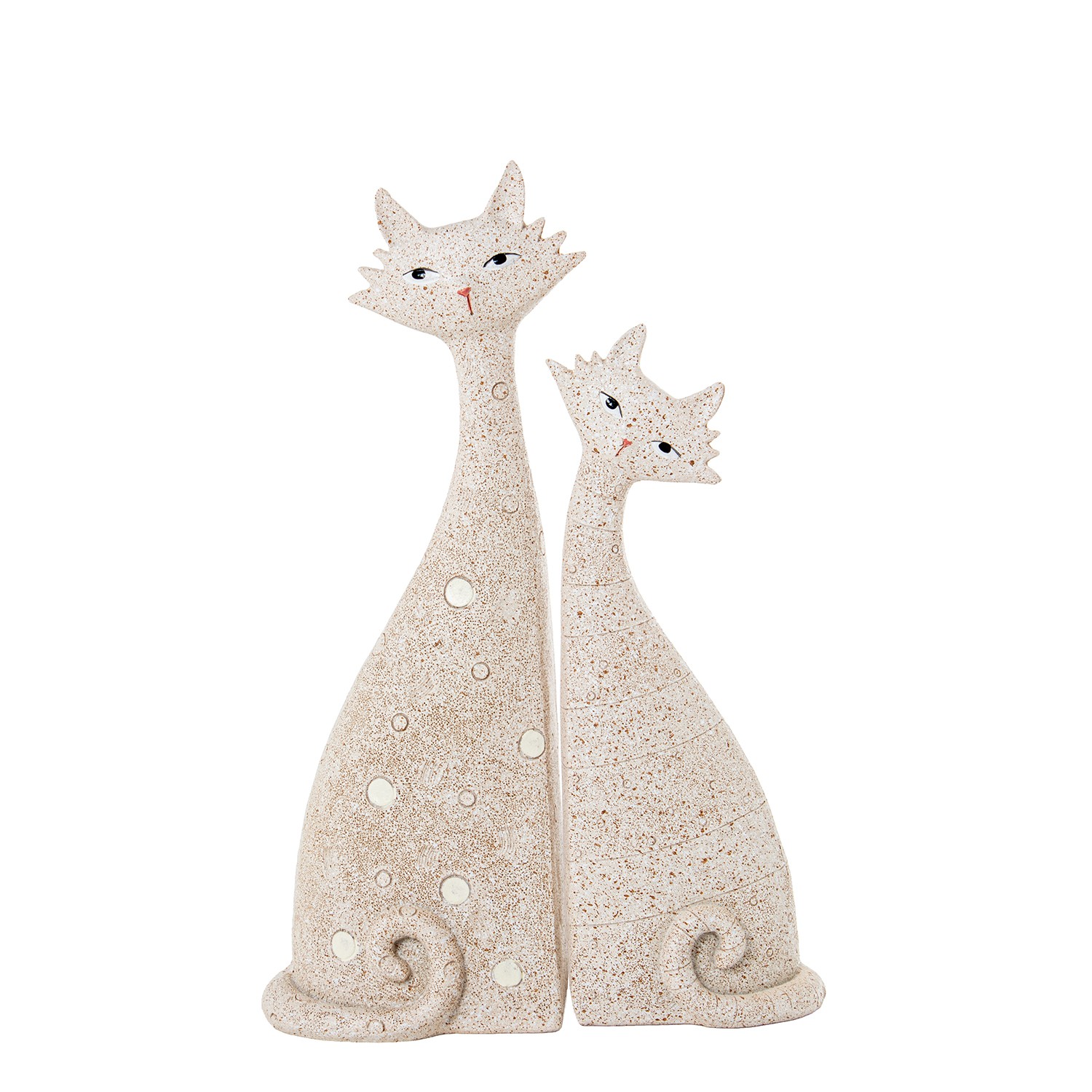 SET 2 FIGURAS RESINA GATOS BEIGE ARENA