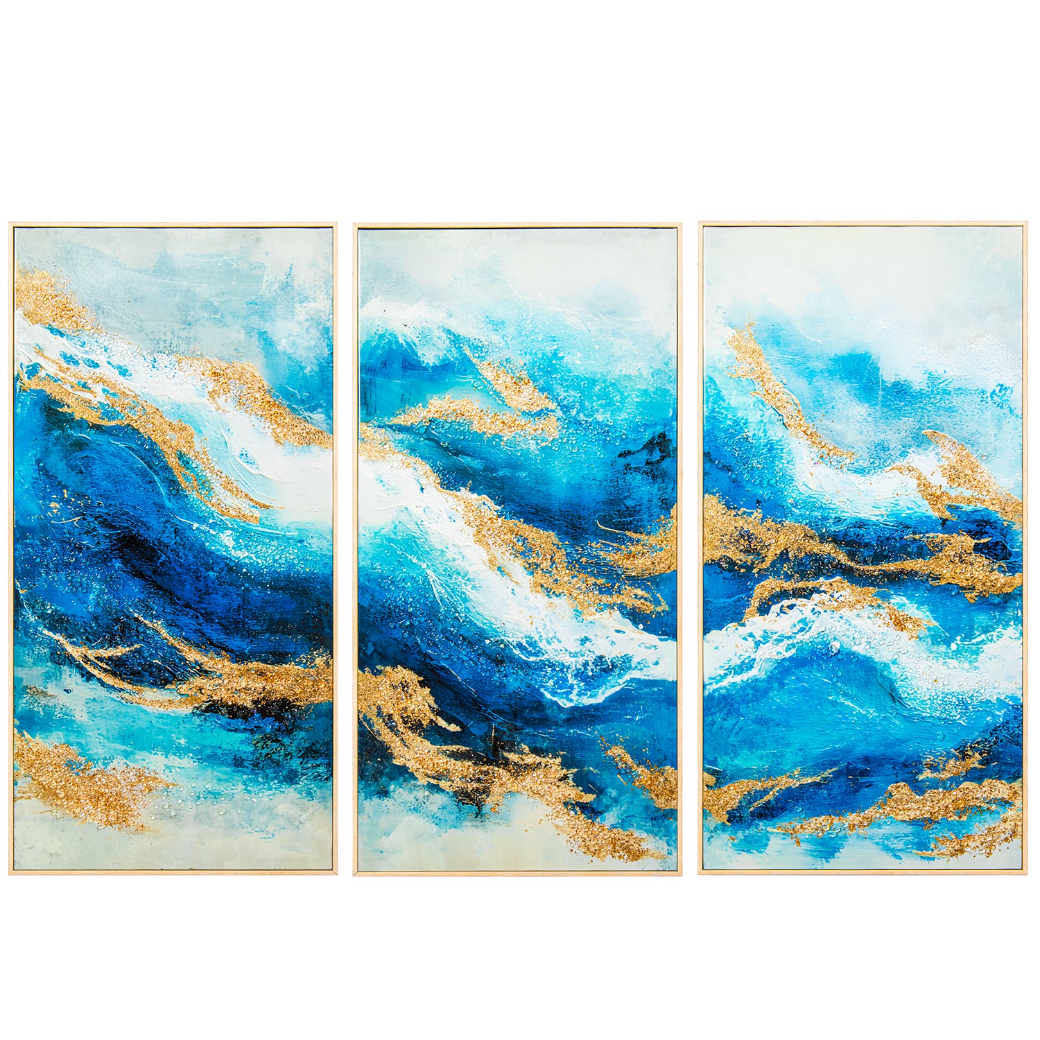 SET 3 CUADROS MADERA C/MARCO 40X140CM ABSTRACTO