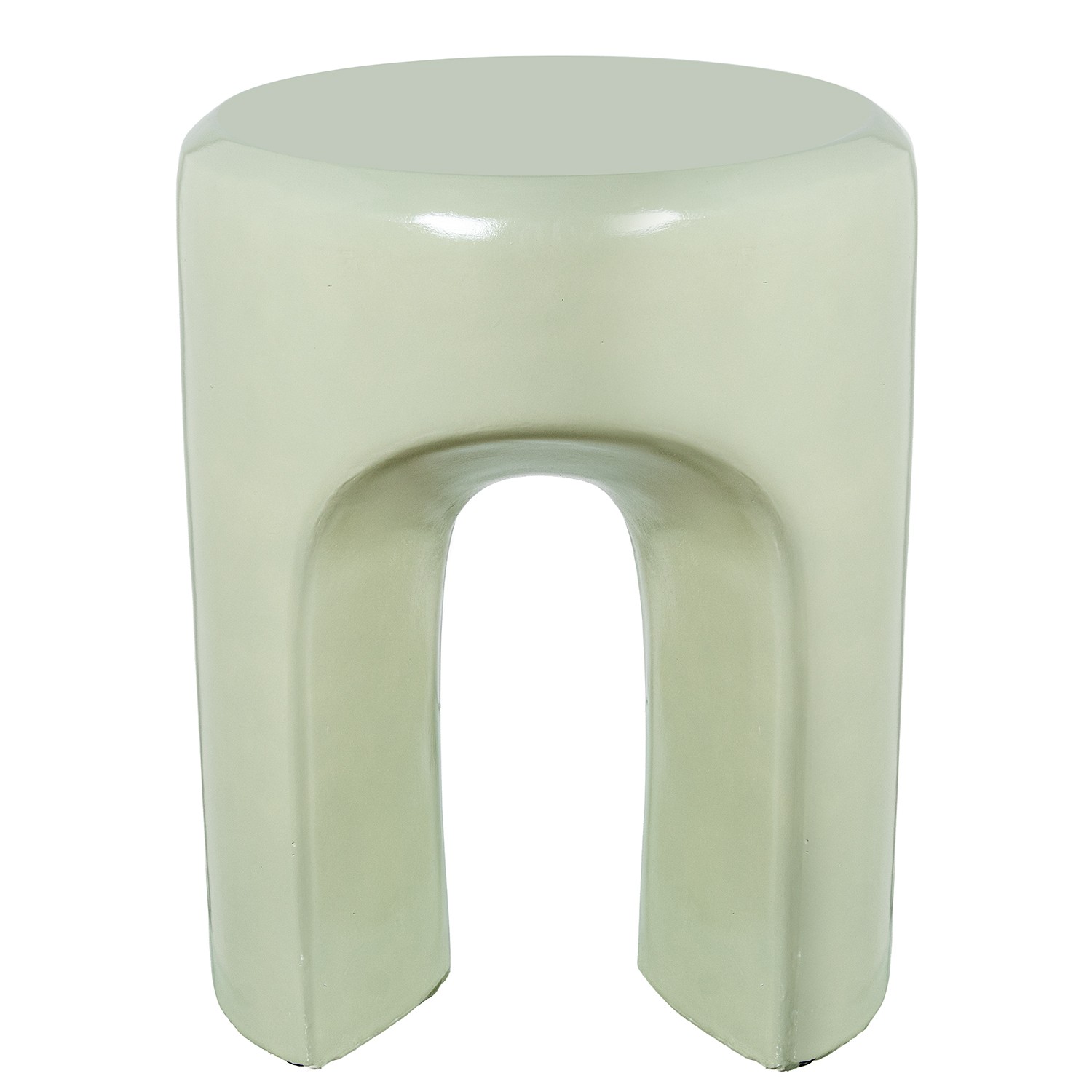 MESA AUXILIAR FIBRA DE VIDRIOCREMA BRILLO