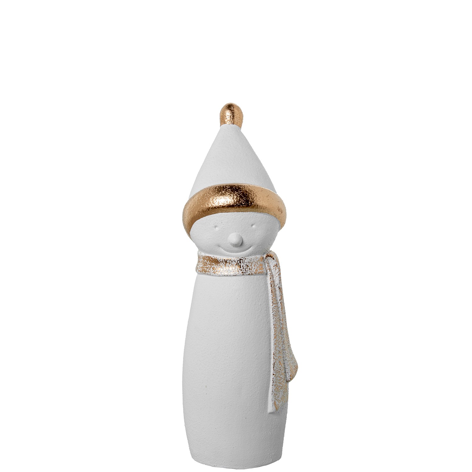 FIGURA CERÁMICA MUÑECO DE NIEVE 55CM BLANCO/ORO