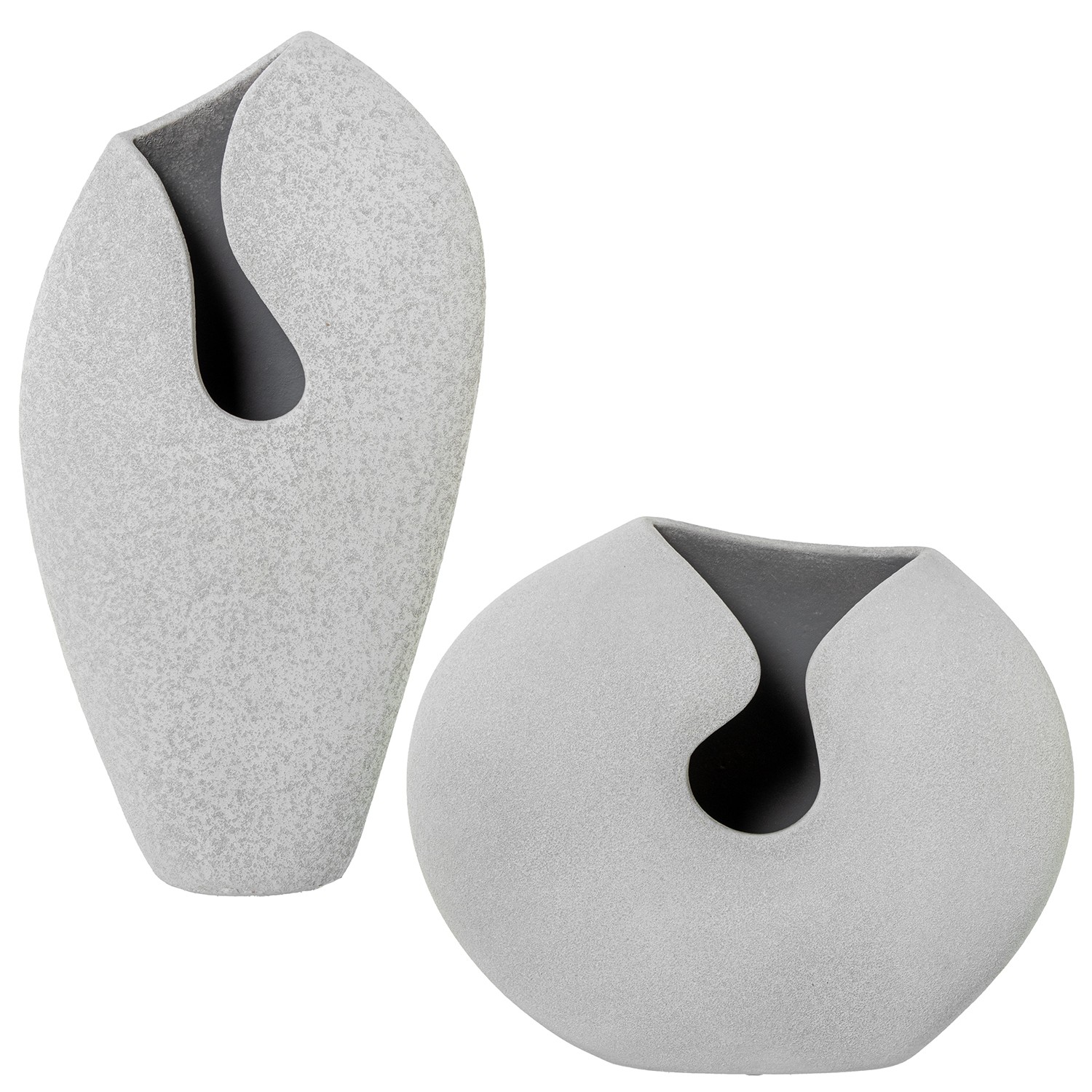 SET 2 JARRONES CERÁMICA BEIGE