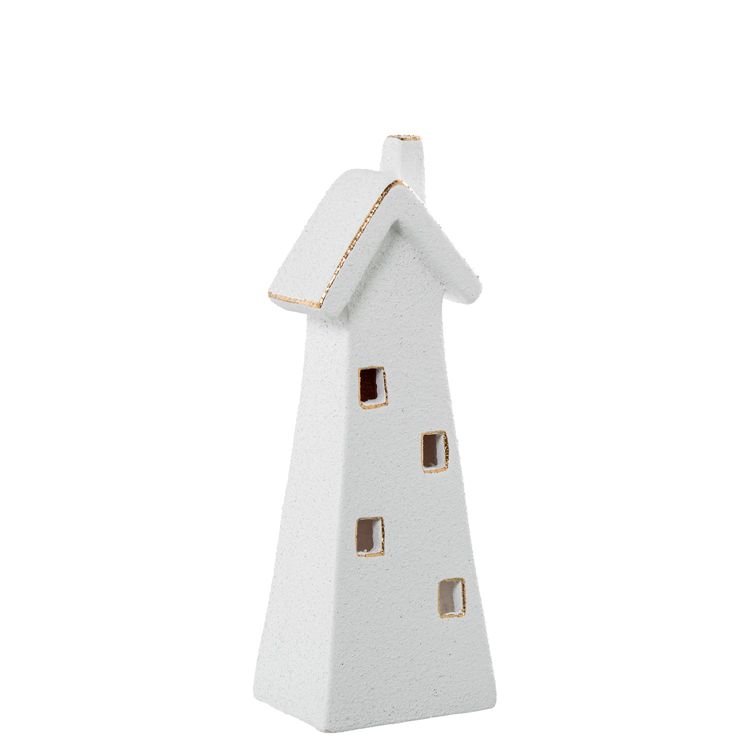 FIGURA PORTAVELAS CERÁMICA CASEL BLANCA/ORO