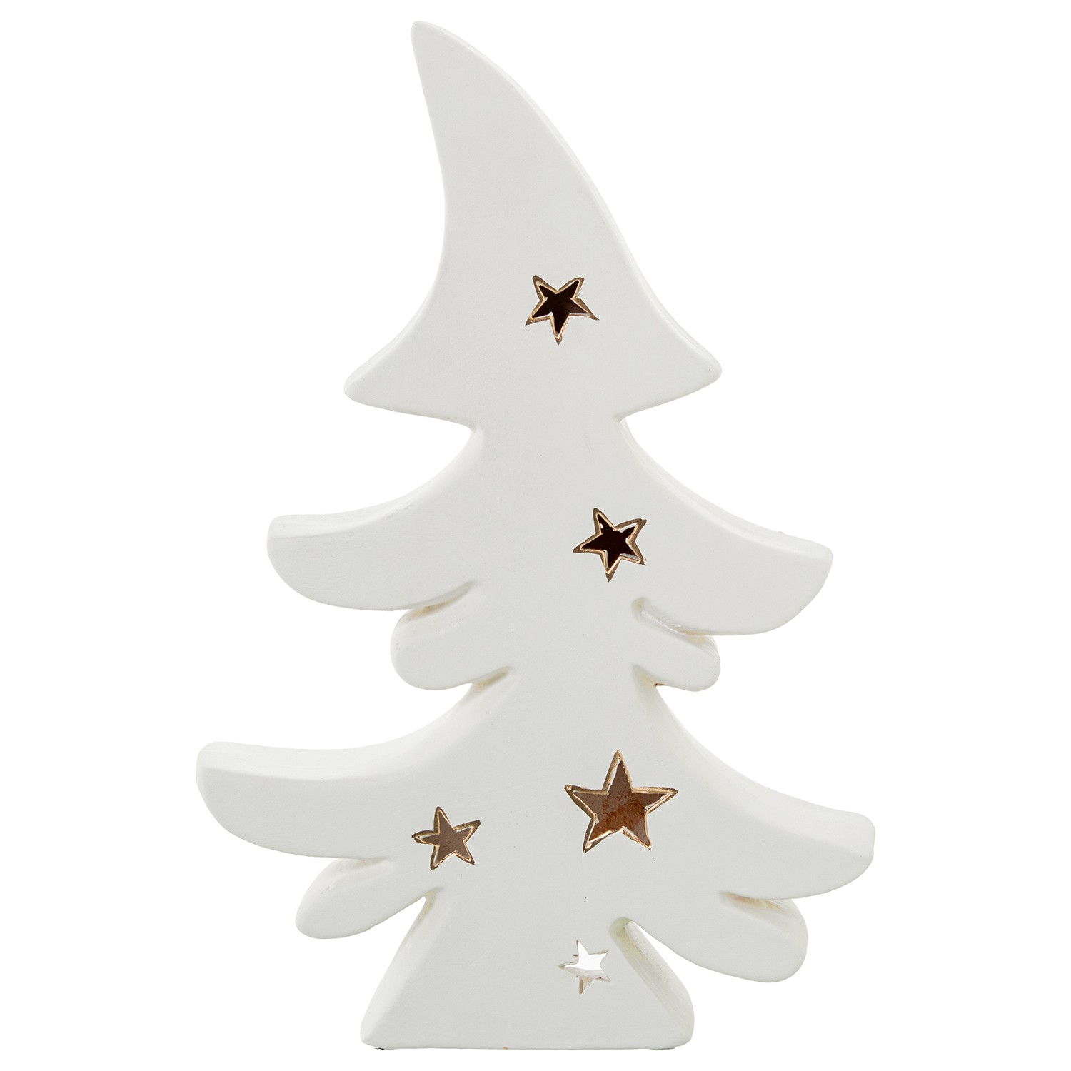 FIGURA PORTAVELAS CERAMICA PINM PINO C/ESTRELLA BLANCA/ORO