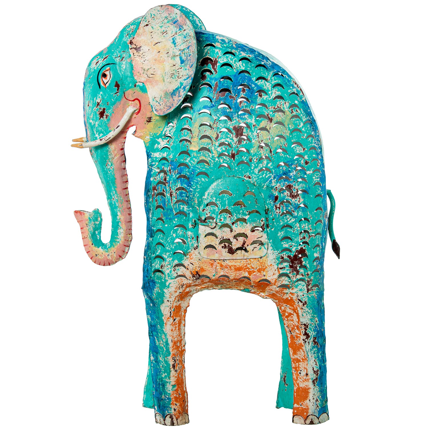 FIGURA ELEFANTE HIERRO 79CM AZ 163CM C/BASE MADERA