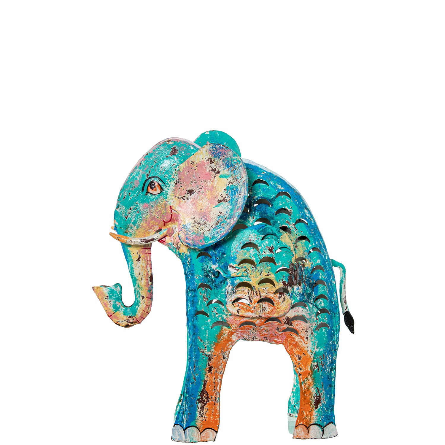 FIGURA ELEFANTE HIERRO 42CM AZUL