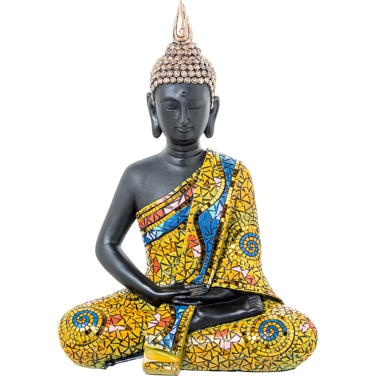FIGURA RESINA BUDA MOSAICO COLORES