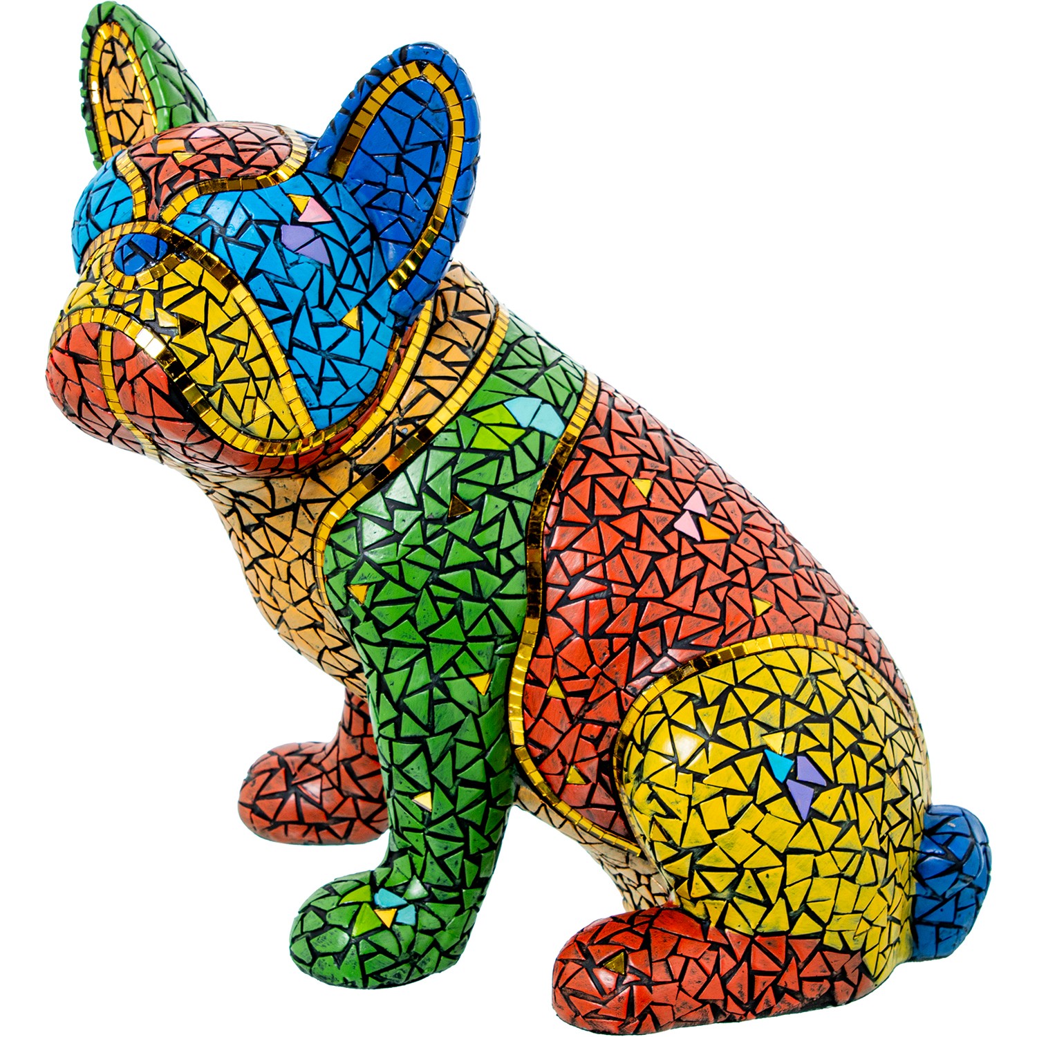 FIGURA RESINA PERRO MOSAICO COLORES