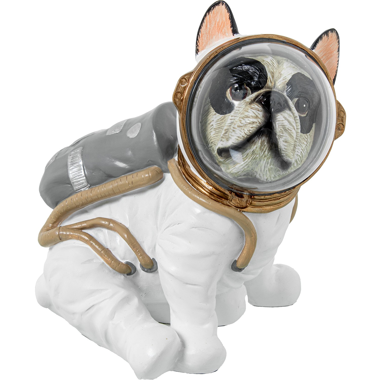 FIGURA RESINA PERRO ASTRONAUTAE MADERA NEGRO