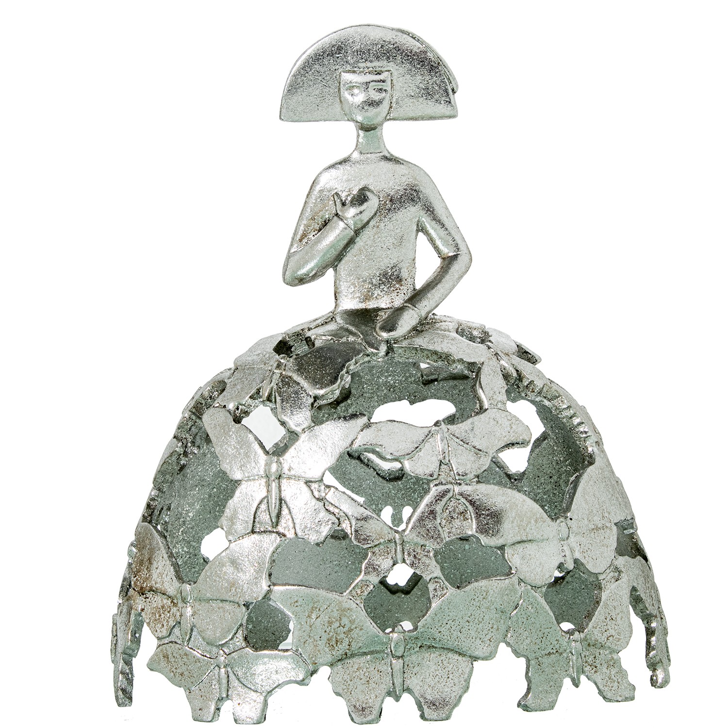 FIGURA MENINA 23CM RESINA PLATEADA