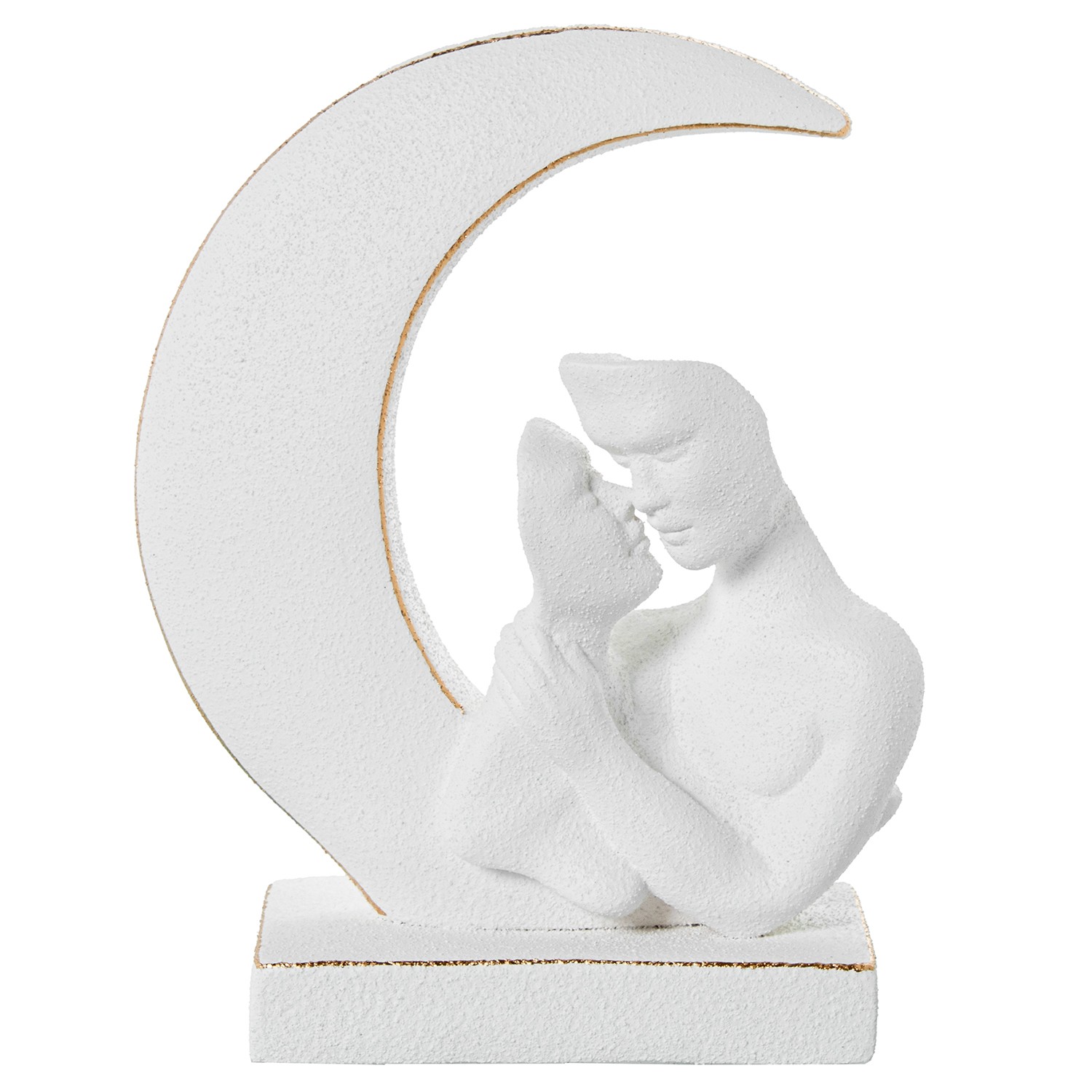 FIGURA PAREJA C/LUNA CERÁMICAANCO ARENA/DORADO