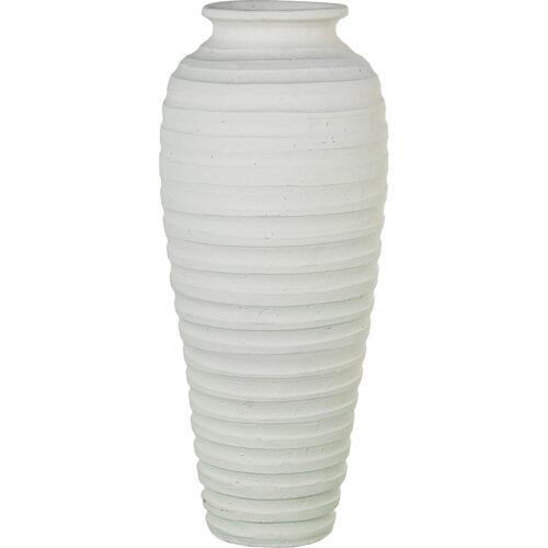 JARRÓN CERÁMICA 80CM ACANALADA BLANCO MATE