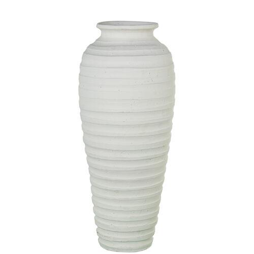 JARRÓN CERÁMICA 74CM ACANALADA BLANCO MATE