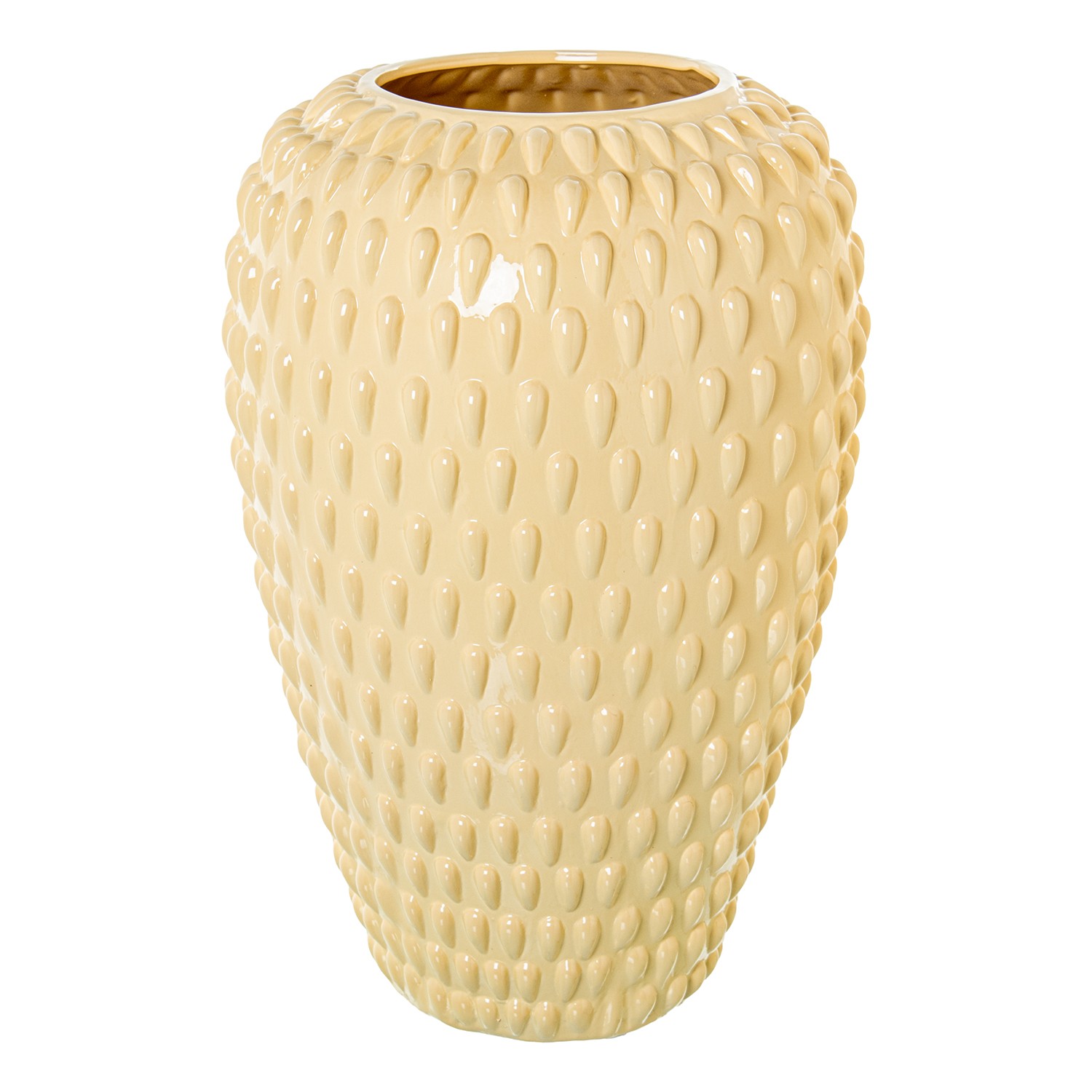 JARRÓN CERÁMICA 52CM CREMA BRIILLO