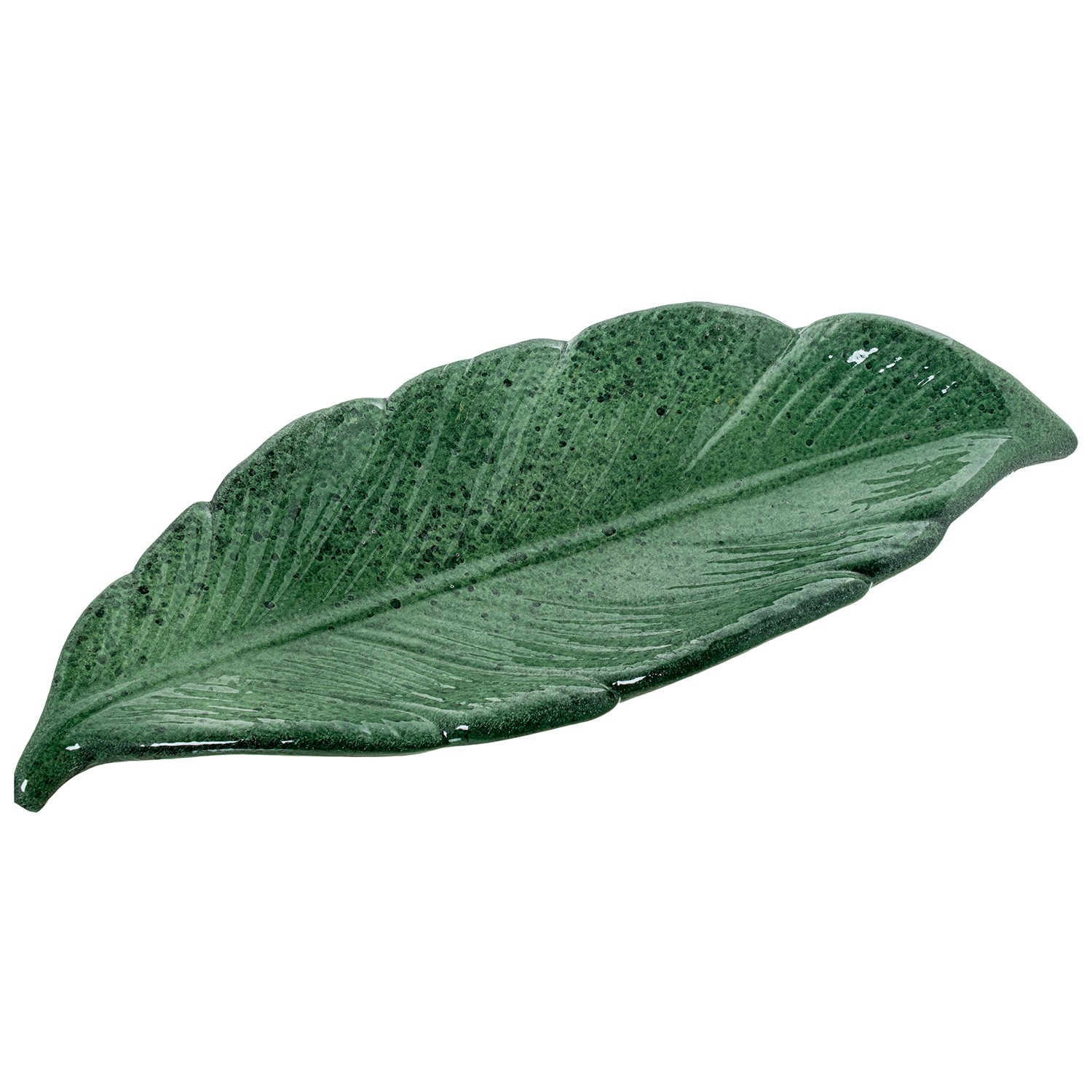 CENTRO CERÁMICA 58CM HOJA VERDAS VERDE JASPEADO