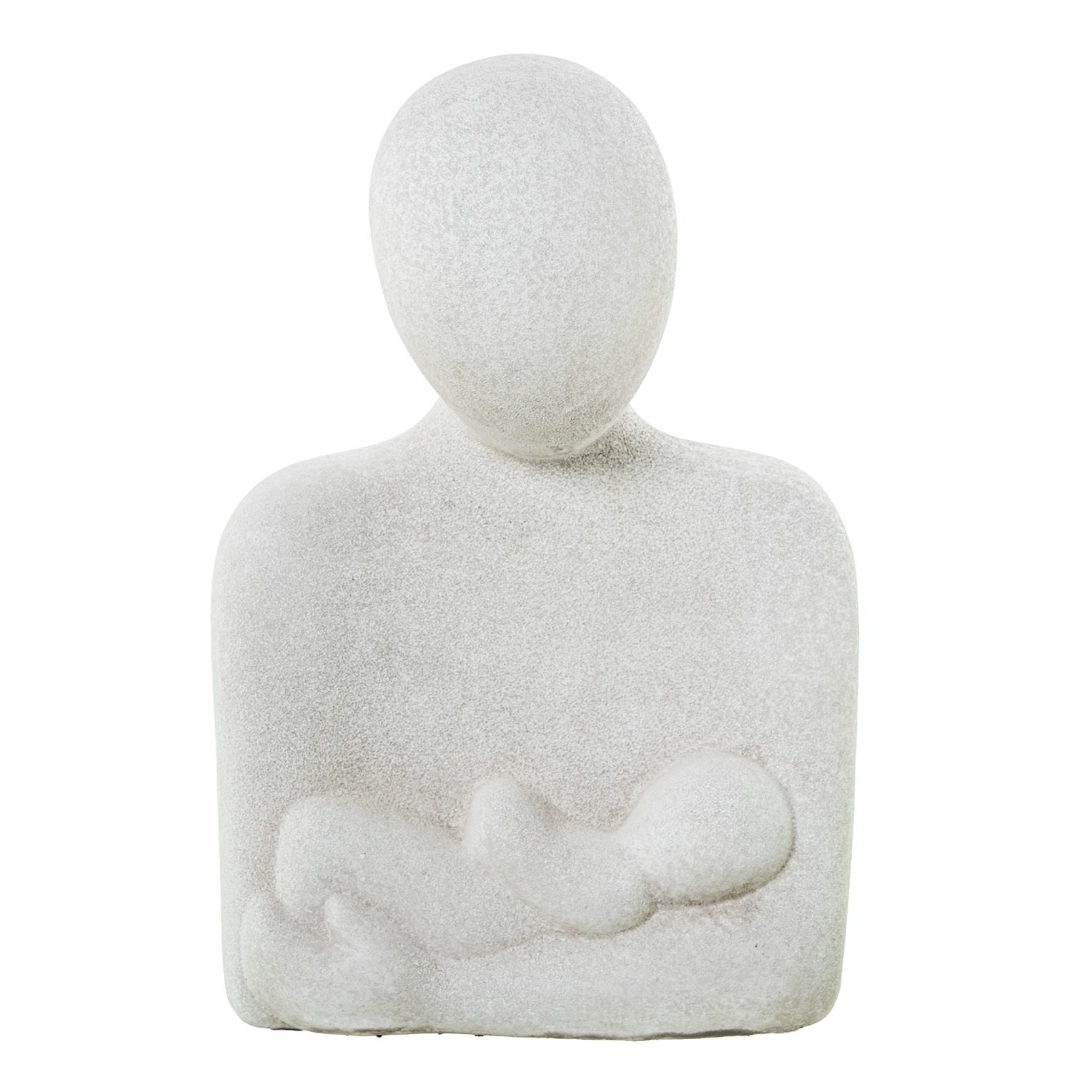 FIGURA CERAMICA 29CM MUJER C/BEBE GRIS ARENA