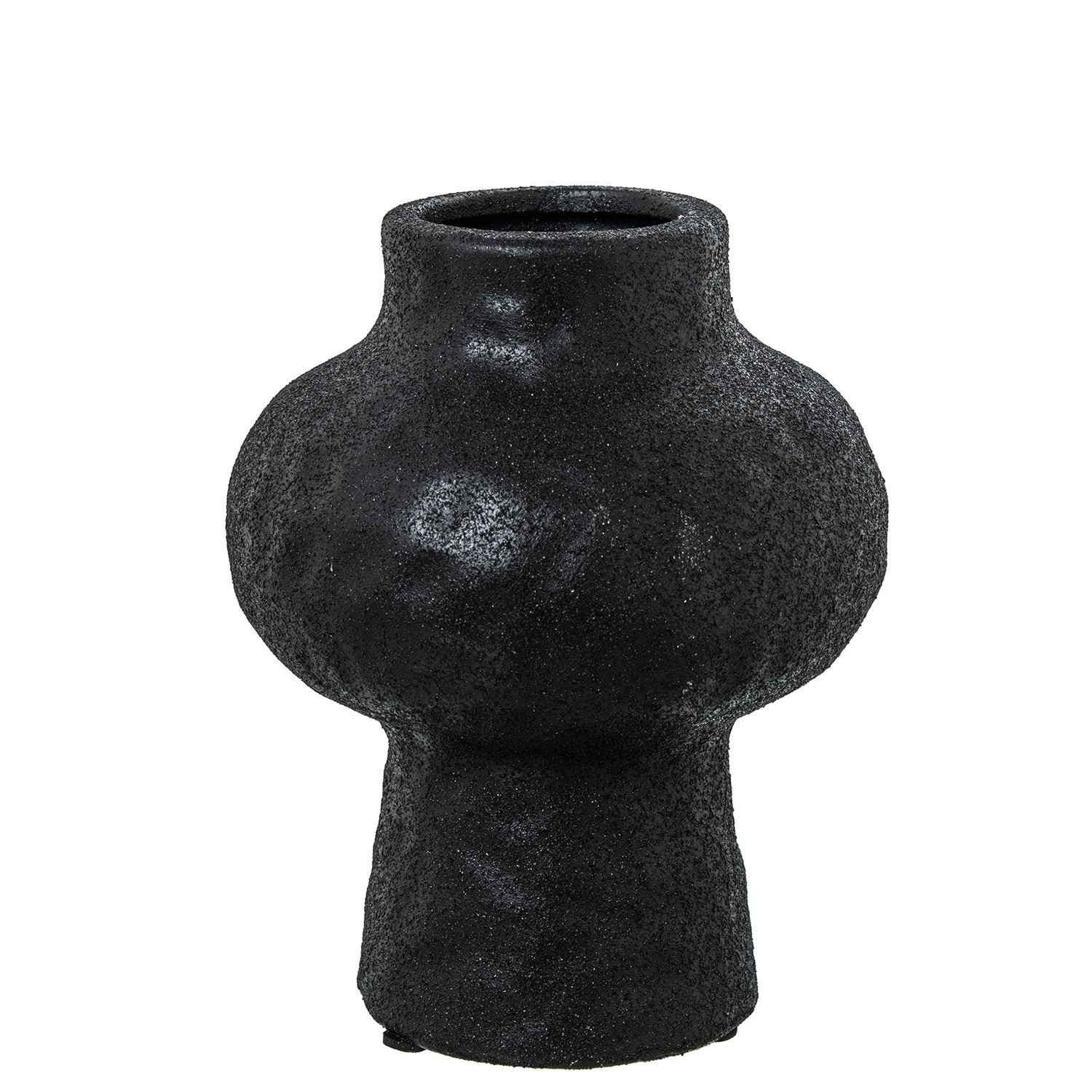 JARRÓN CERÁMICA 17CM NEGRO TEXTURA ORGÁNICA