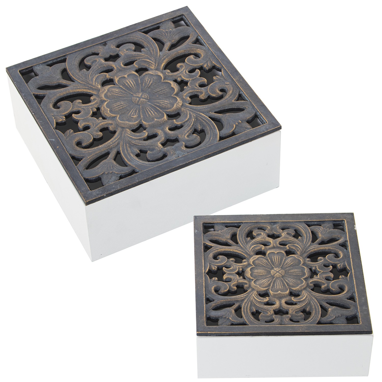 SET 2 CAJAS MADERA CALADASRTIDO