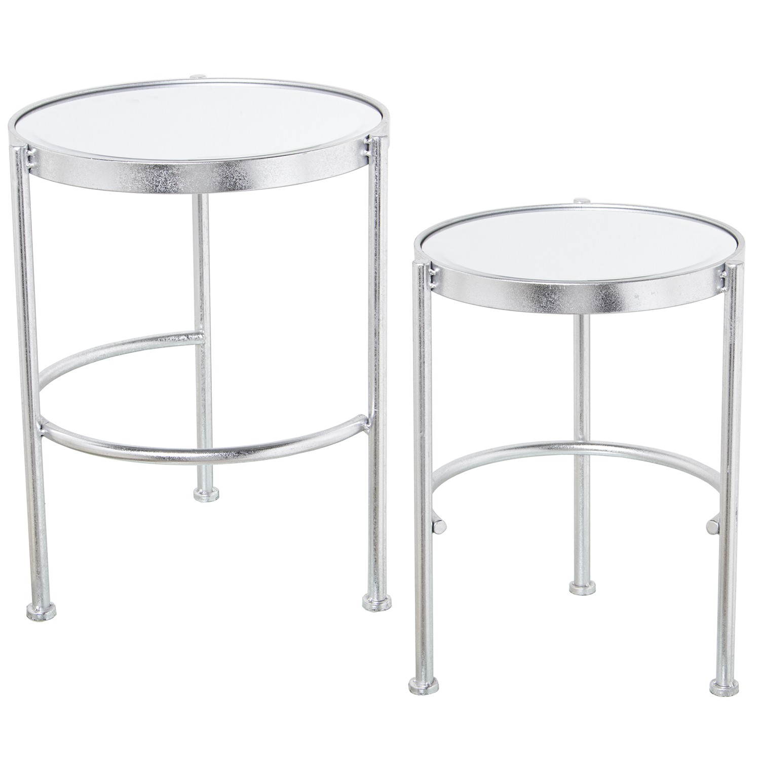 SET 2 MESAS METAL PLATEADO Y EEJO