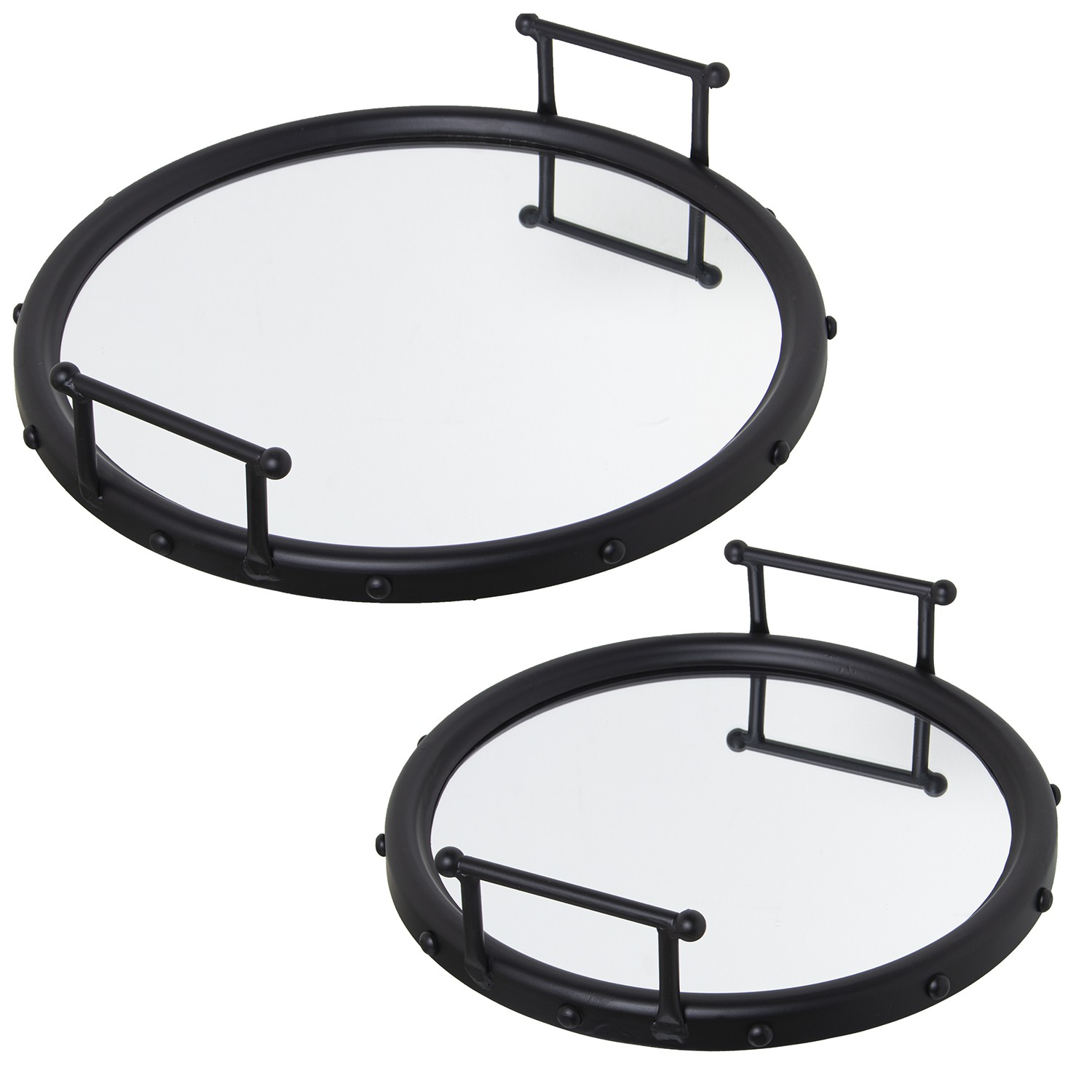 SET 2 BANDEJAS METAL NEGRO ESPSPEJO