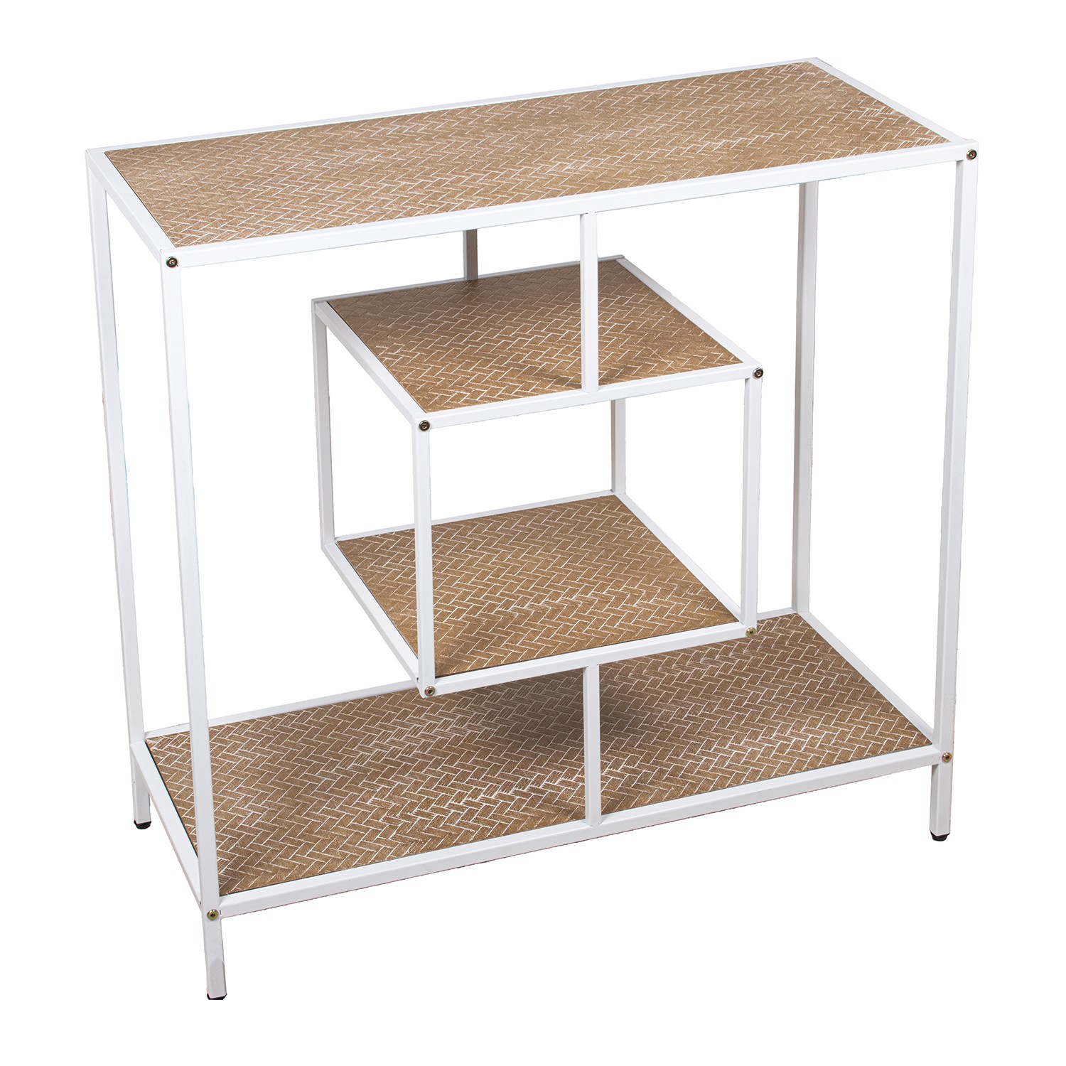 MESA ENTRADA METAL BLANCO/MADENCO C/BALDAS DE MADERA DM