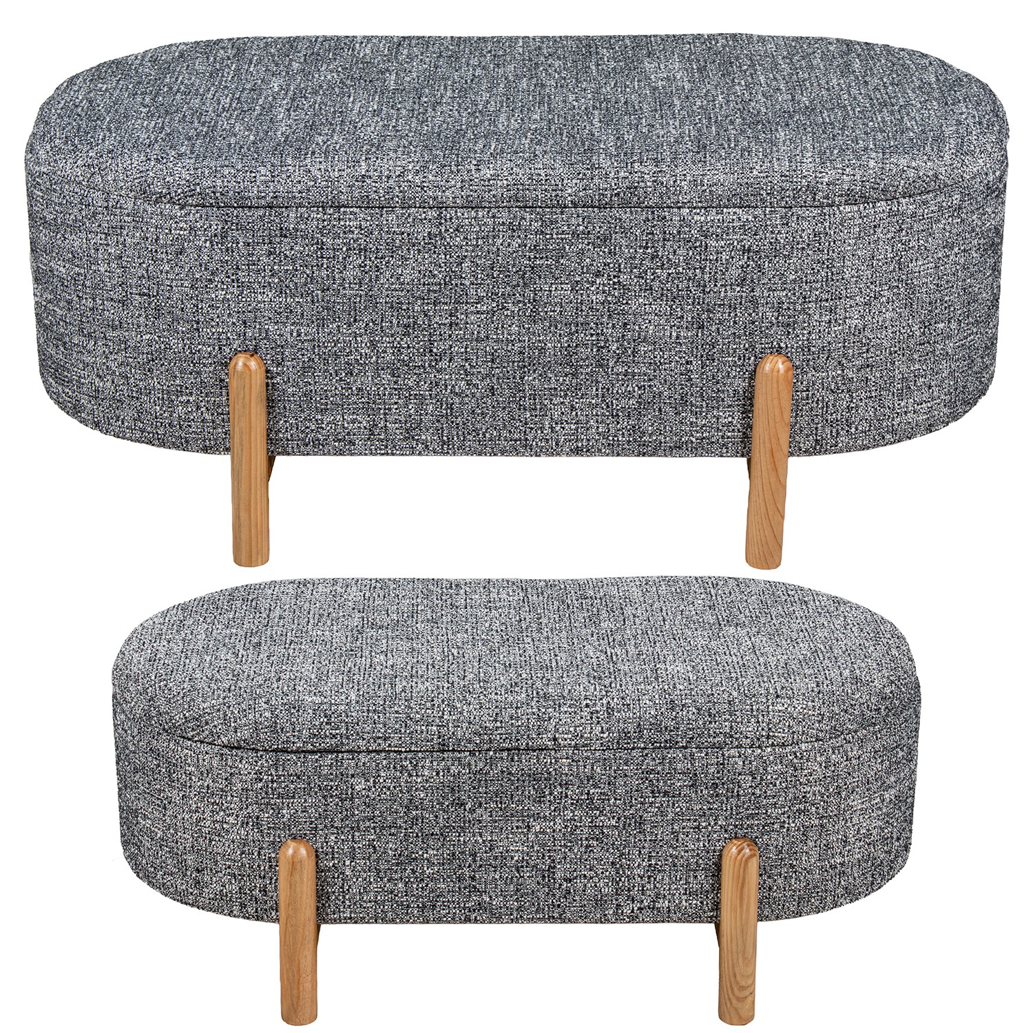 SET 2 PUFS LINO GRIS C/PATAS PPINO, ARMAZÓN MADERA DM