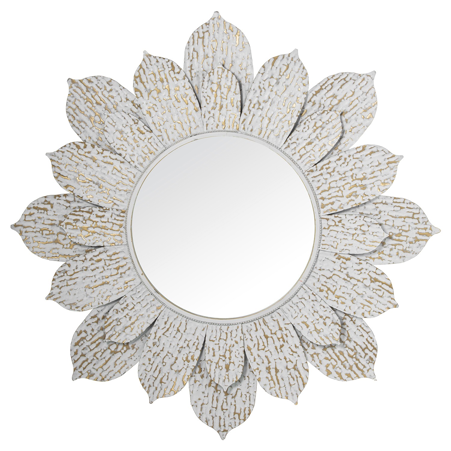 ESPEJO METAL FLOR BLANCO/ORO