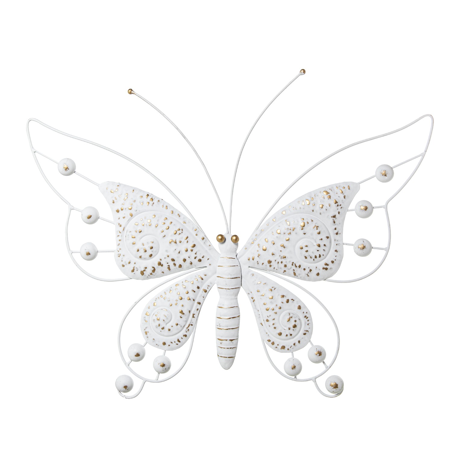 DECORACION PARED MARIPOSA METAL BLANCO/ORO
