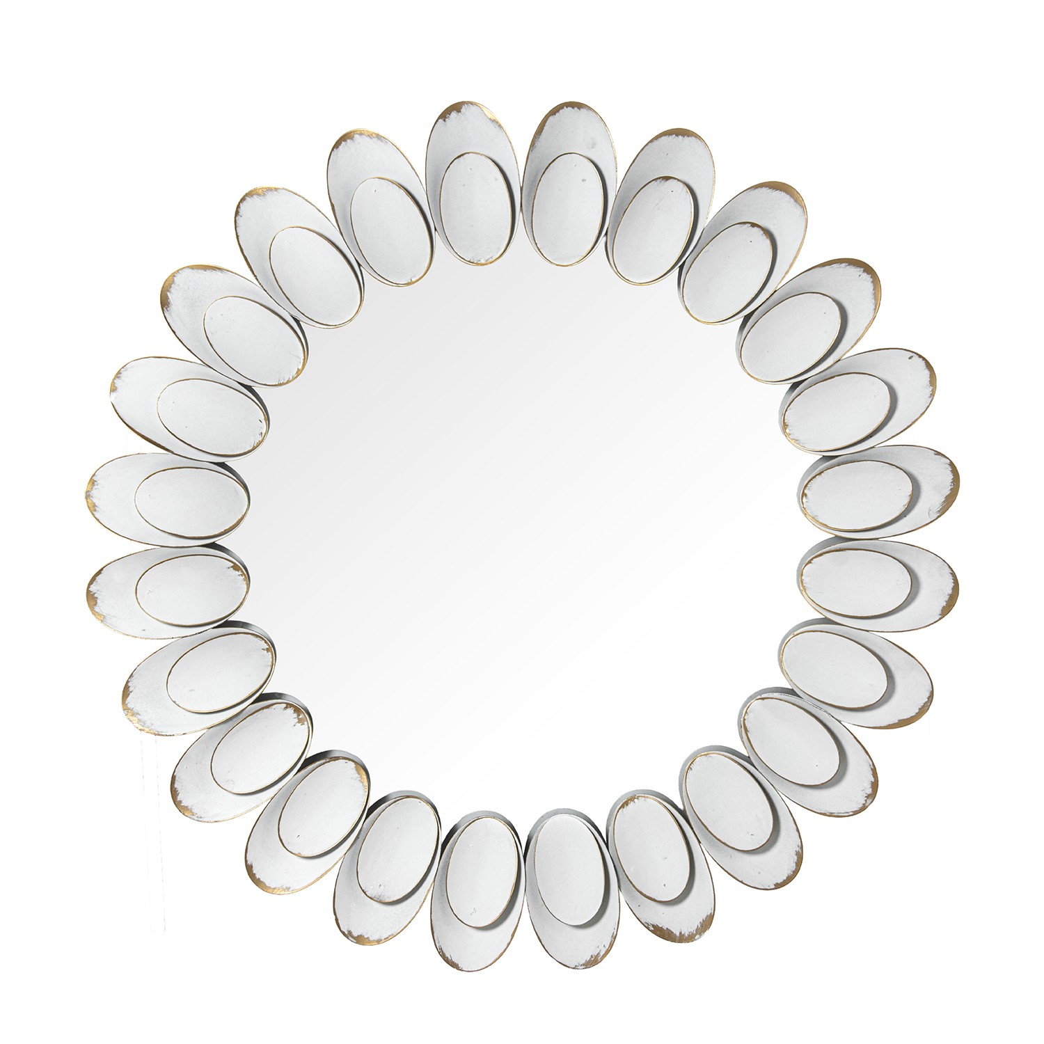 ESPEJO PARED METAL BLANCO/ORO