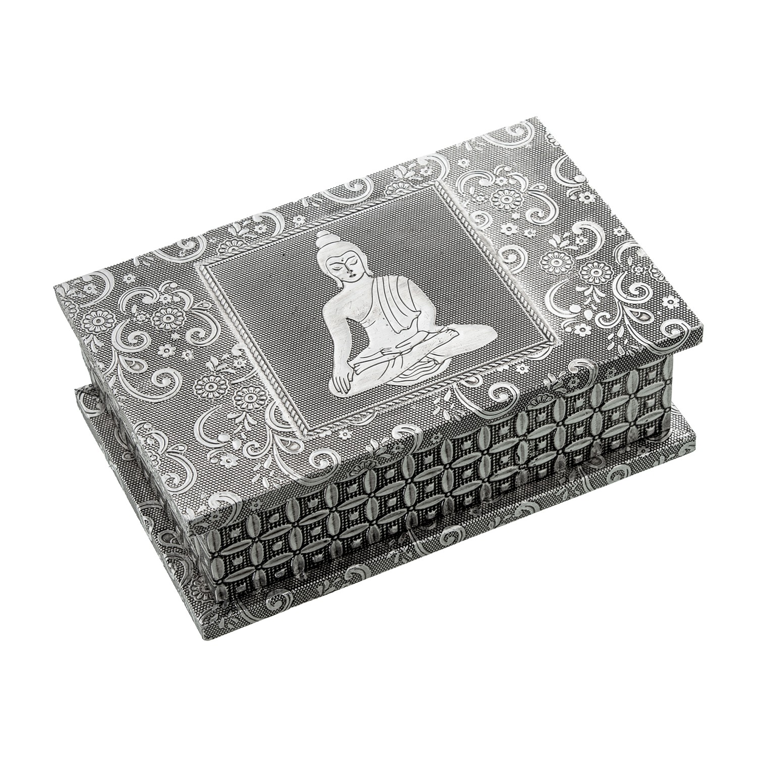 JOYERO METAL PLATEADO LIBRO DEDECO. BUDA