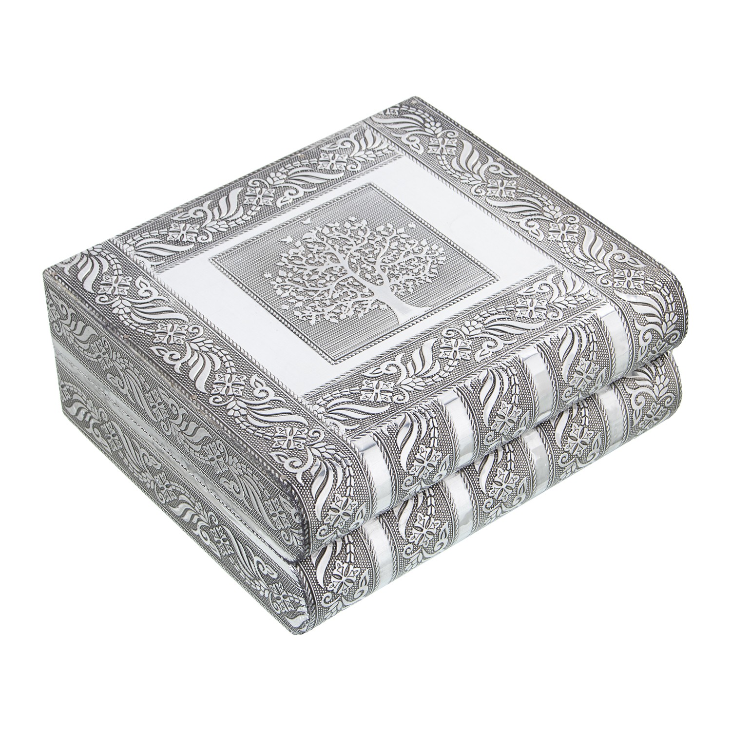 JOYERO METAL PLATEADO C/ESPEJO ÁRBOL DE LA VIDA