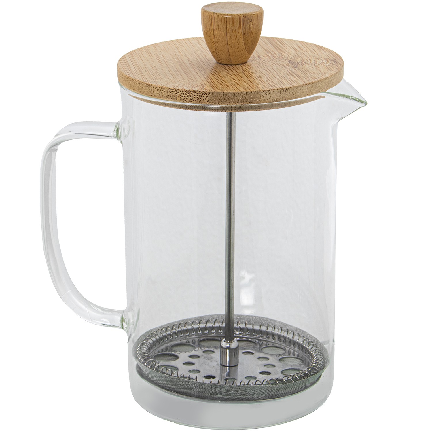 CAFETERA ÉMBOLO 800ML CRISTAL, TAPA BAMBÚ, PRENSA ACERO INOX